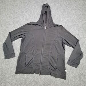 Zenergy by Chicos Hoodie Womens 3 XL‎ Black Pima Cotton Blend Zip Up Long Sleeve
